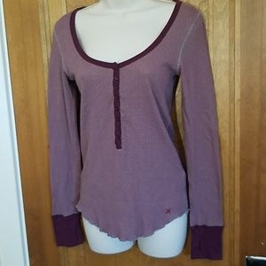 2/$15 Hurley maroon & gray striped top, M
